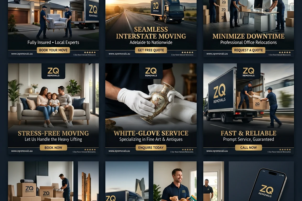 Removalist packing a moving box inside a bright house
